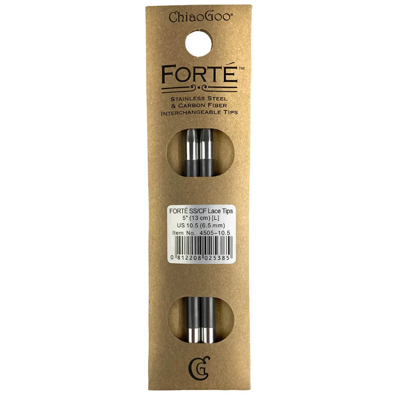 ChiaoGoo Forté 5" Stainless Steel Carbon Fiber Lace Tips - Image 2