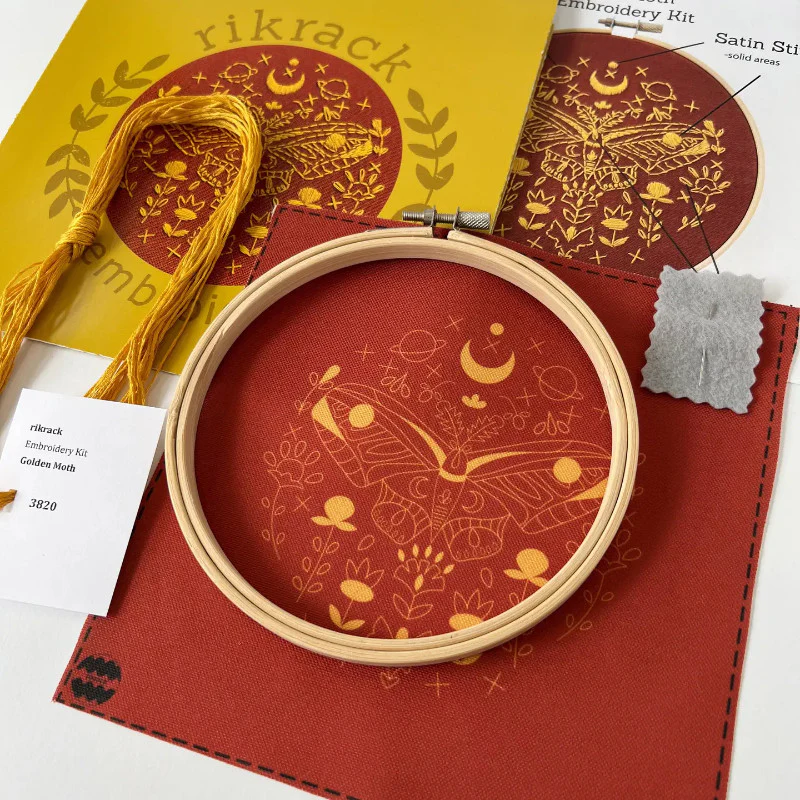 Golden Moth Embroidery Kit - Image 3