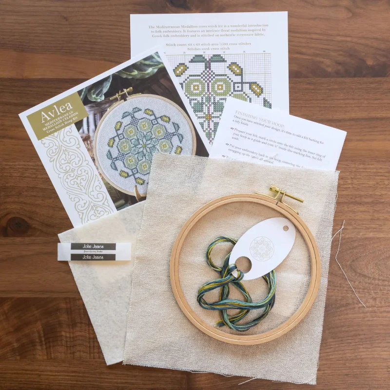 Mediterranean Medallion Celadon Cross Stitch Kit - Image 2