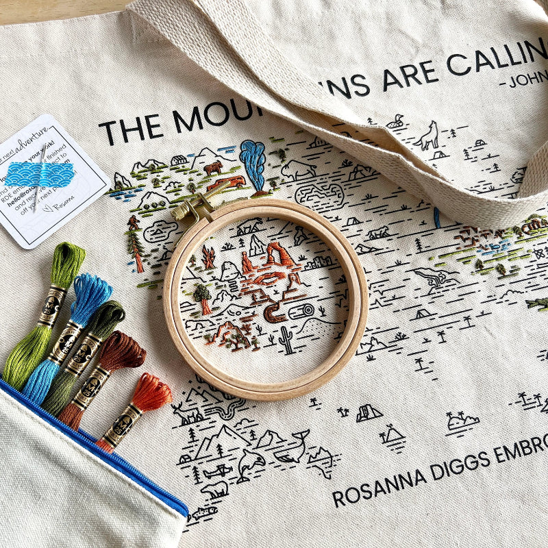 The Mountains are Calling Tote Bag Embroidery Kit - Image 2